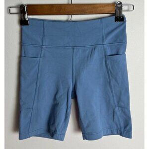 Athleta Girl Stash Your Treasures Bike Shorts Blue Size M 8-10 Pockets Child Kid